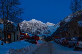 Telluride Colorado Town at dusk