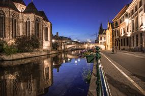 Night Ghent Belgium river