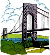 painted steel bridge over the river