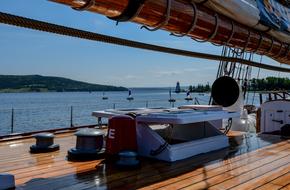 View of the beautiful nature from sailboat in Nova Scotia, Canada
