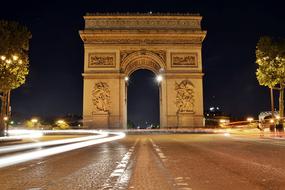 Arc De Triomphe at night, france, paris