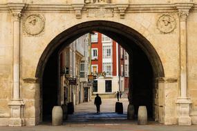 Beautiful Architecture of the gothic street with person