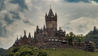 Castle Cochem on the river in the forest