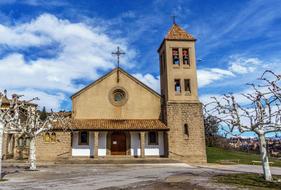 architecture of the village church in catalonia