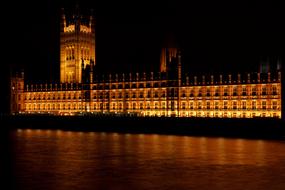 Architecture of Britain, parliament Building at night, uk, england, london