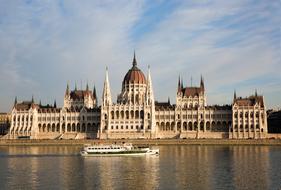 Parliament Building on the River Bank in Budapest