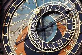 Beautiful Ancient astronomical Antique clock in Prague, Czech Repubic