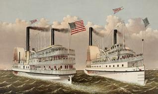 vintage steam ships drawing