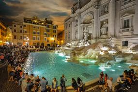 Rome Trevi Evening people