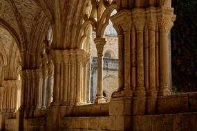 gorgeous columnar of aged Monastery, spain, Catalonia