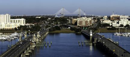 panoramic view of bridges in charleston