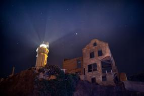 landscape of Alcatraz Lighthouse at Night