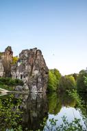 Lake near Externsteine with colorful plants