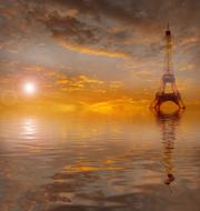 ravishing eiffel tower paris water sunset