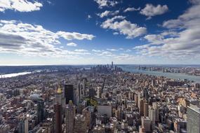 panoramic view over cityscape in new york on a sunny day