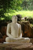 white Buddha statue in a pagoda in Sri Lanka