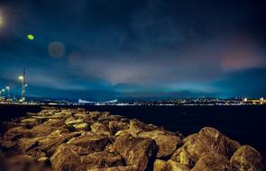 night panorama of the bridge in Istanbul, Turkey