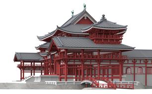 byodo in uji japan 3d drawing