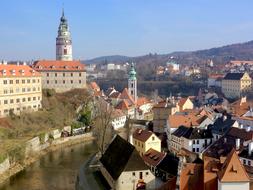 panorama of the old town in Czech Krumlov, Czech Republic