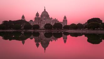 Architecture Building at pink sunset