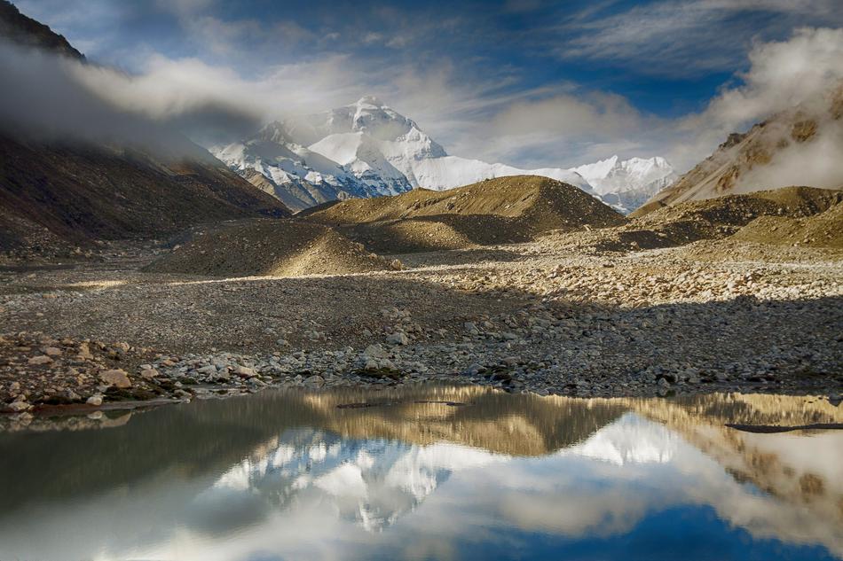 gorgeous Mount Everest with reflection on water, Tibet