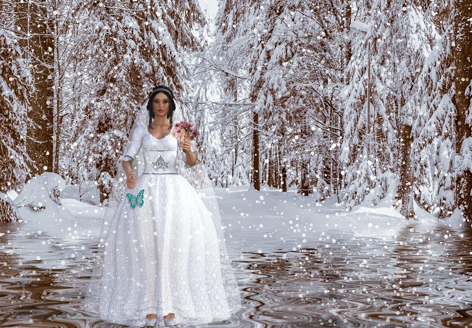 bride wedding snow white