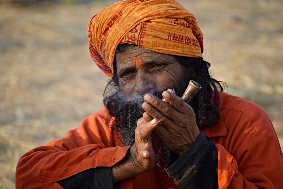 portrait of a hermit in india