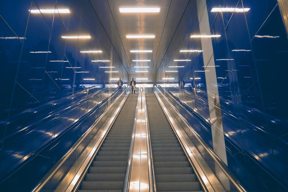 empty escalator in modern subway