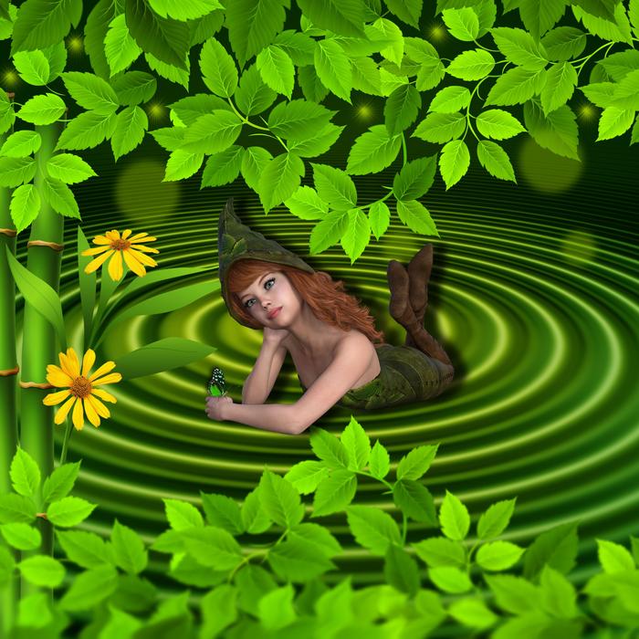 fabulous girl among the greenery