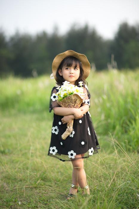 Girl Child in Dress on meadow