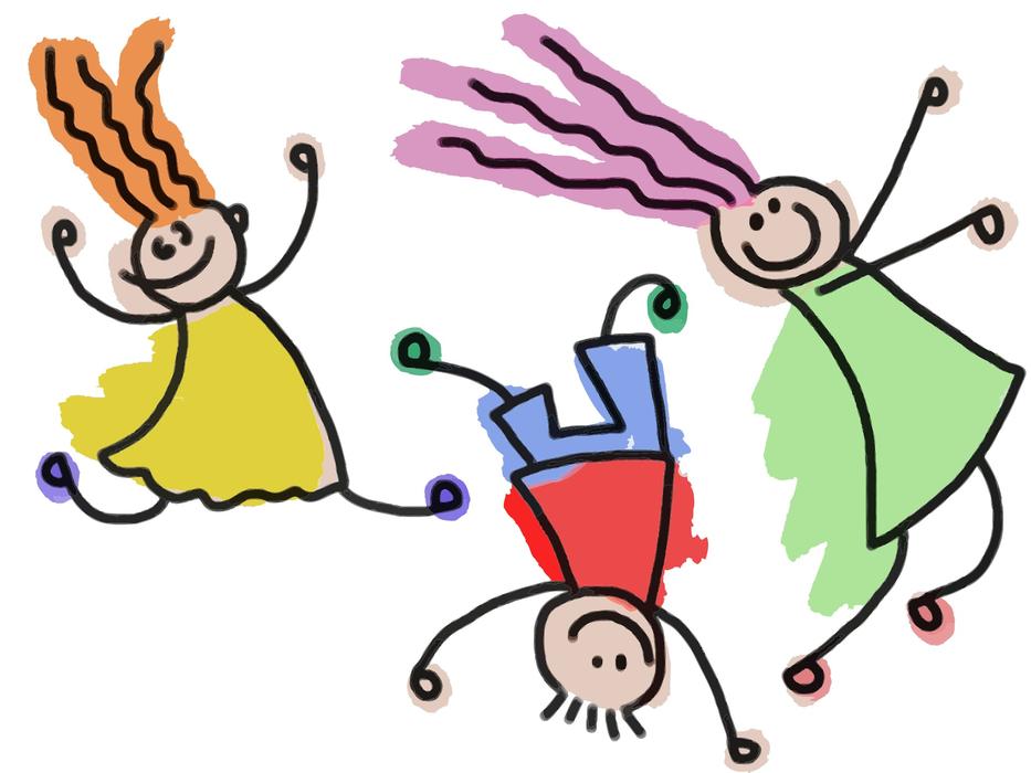 children as colorful sketches