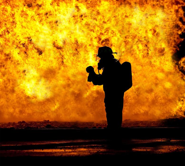 photo of a fried man on a background of a hot flame