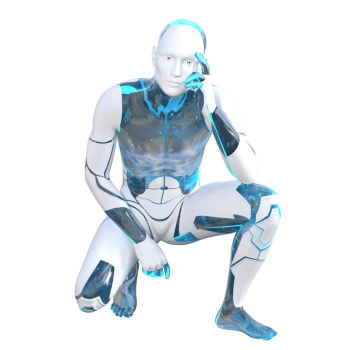 robot android as a 3d model on white