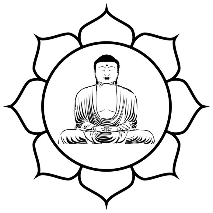 buddhism flower line art drawing
