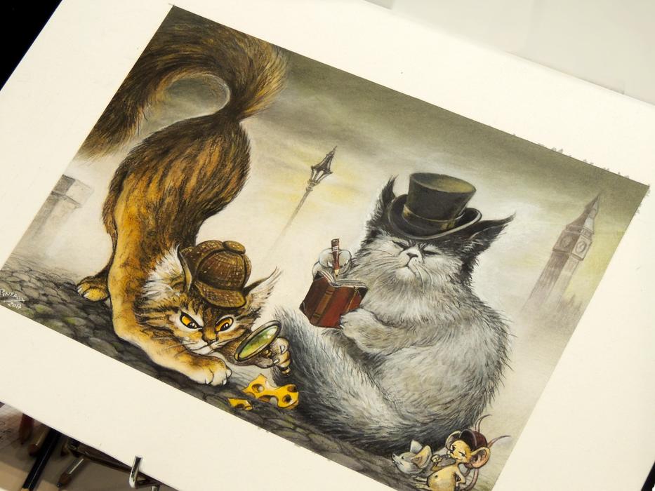Book with cat as a drawing