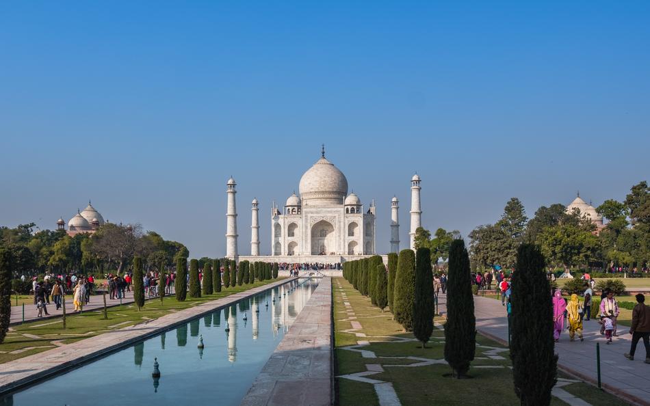 beautiful alley in front of Taj Mahal in Agra, India