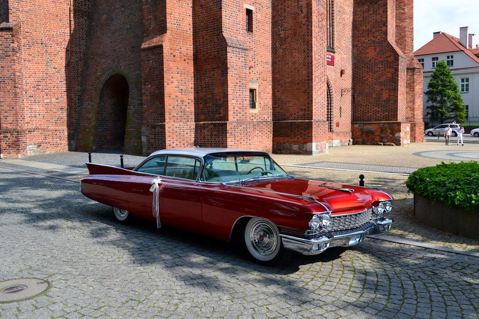 Monument and Retro red car