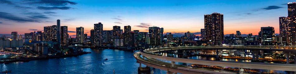 Rainbow Bridge at night city, japan, Tokyo
