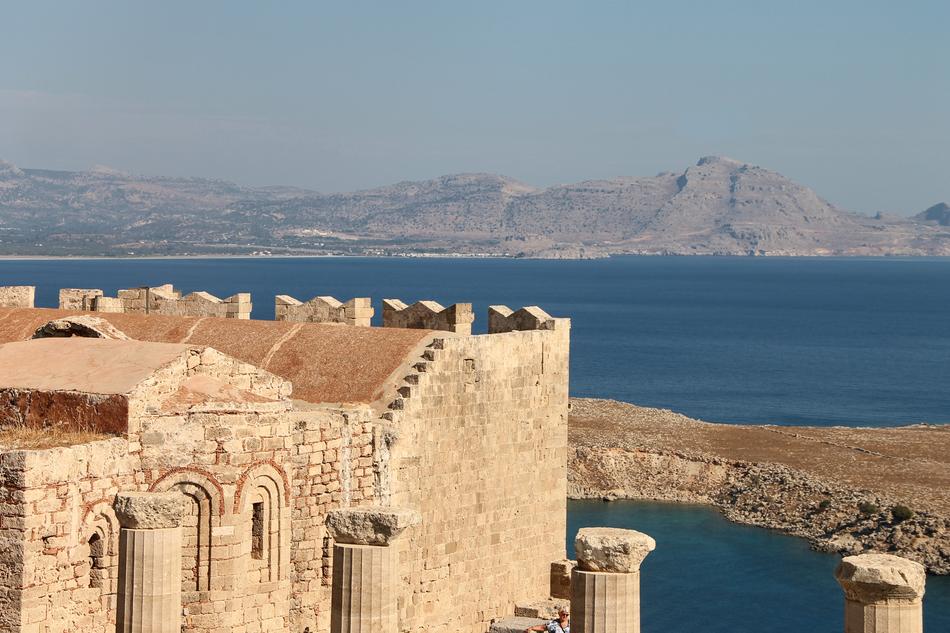 ruins by the sea in lindos
