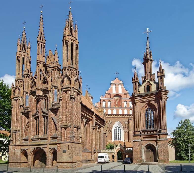 church with spiers in the center of Vilnius