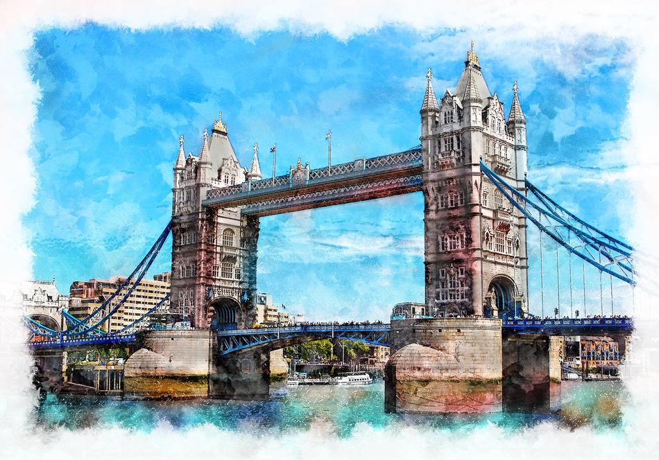 digital image of Tower Bridge in London, England