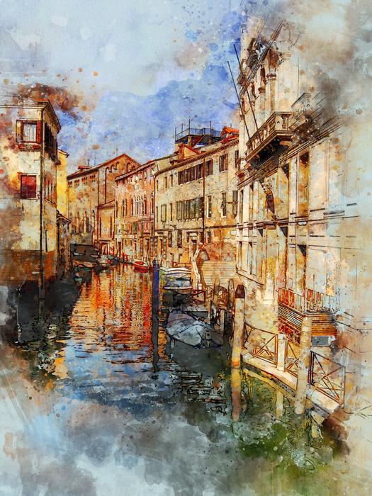 Venice architecture as watercolor painting