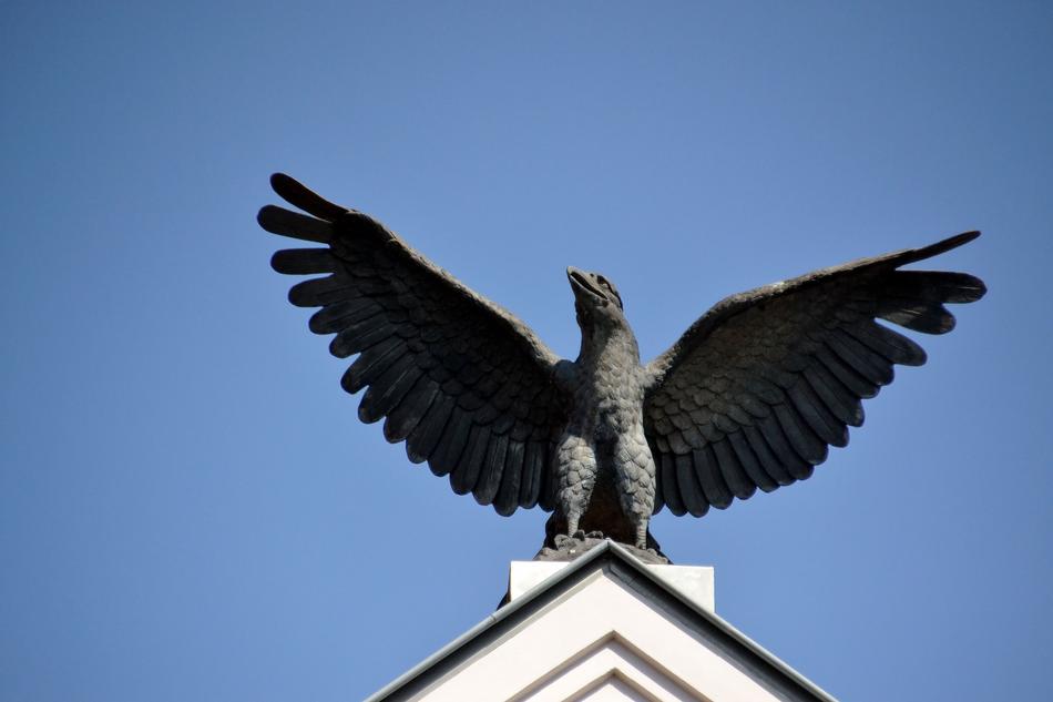 Beautiful Rostock Adler Roof at blue sky background
