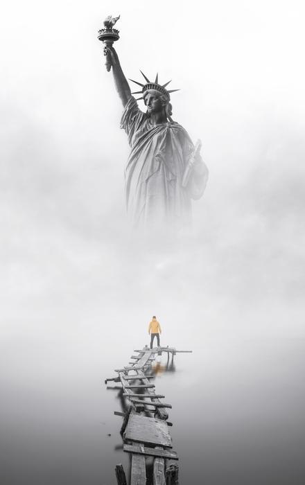 New York Statue Of Liberty fog