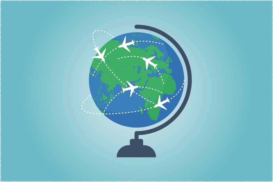 painted white planes around the globe