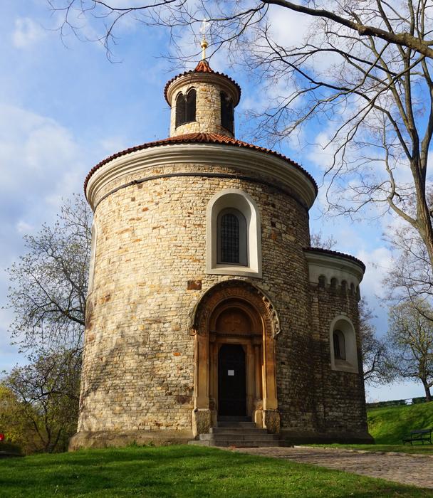 medieval Rotunda of the Finding of the Holy Cross at spring, czech, Prague