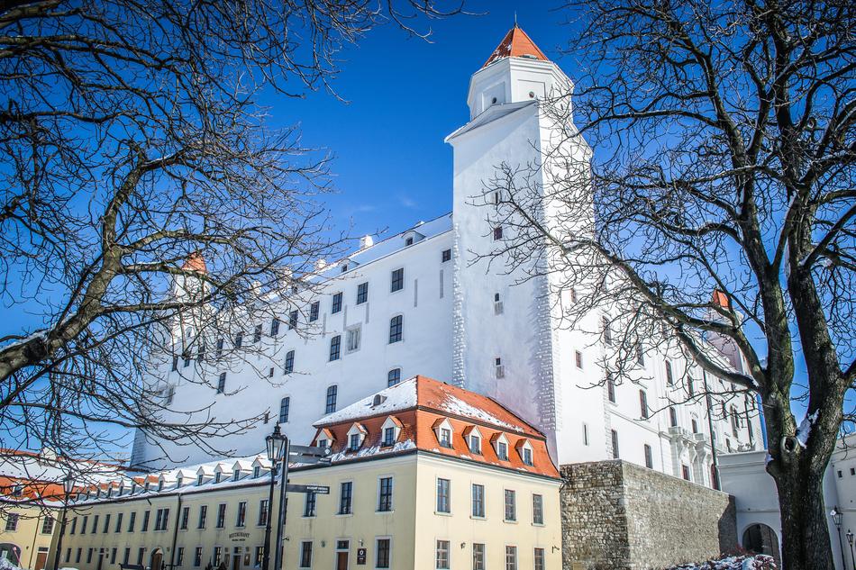 Beautiful, white and brown castle in Bratislava, Slovakia