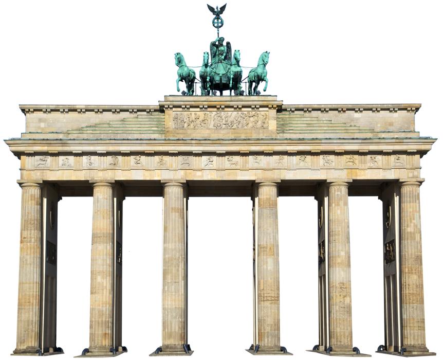 brandenburg gate, berlin landmark, isolated