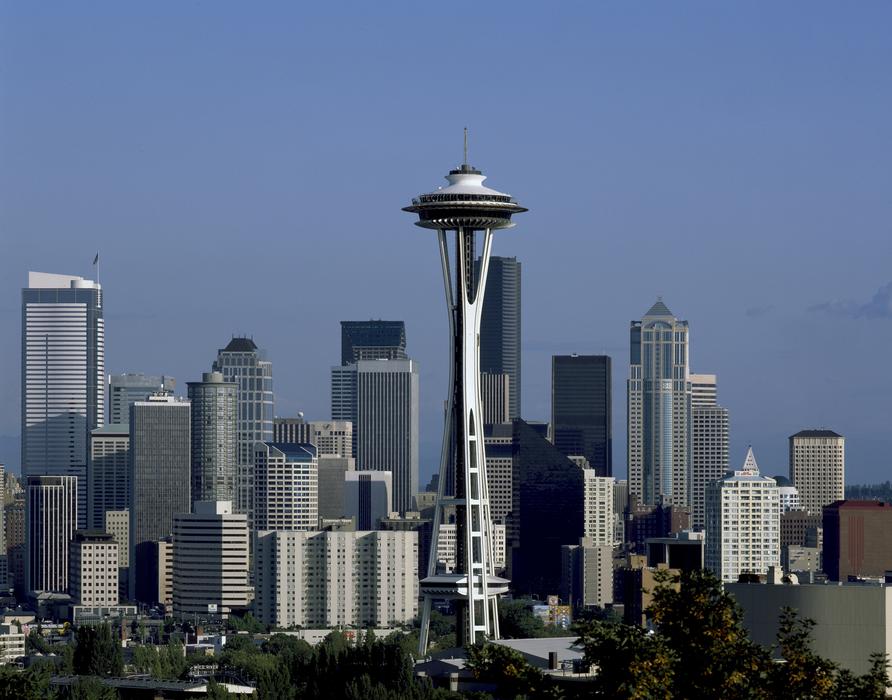 space needle in washington against the backdrop of skyscrapers