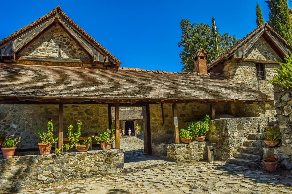 patio of St John Lampadistis monastery, cyprus, kalopanayioti